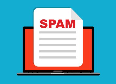 Çöp posta ikonlu bir laptop. vektör illüstrasyonu