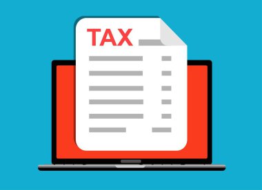 dizüstü bilgisayar tasarımı hakkındaki vergi belgesi, vektör illüstrasyon eps10 grafiği