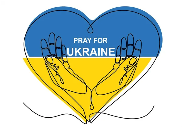 ウクライナのためのテキスト祈りと心のベクトル図 — ストックベクタ