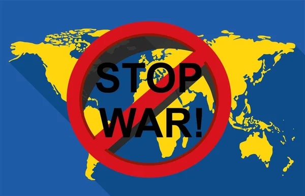 Mappa Del Mondo Con Testo Stop Guerra Illustrazione Vettoriale — Vettoriale Stock