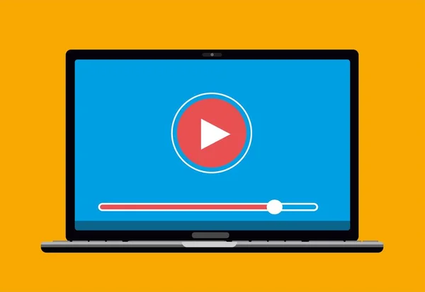 Video Player Laptop Screen Vector Illustration Design — Stock Vector