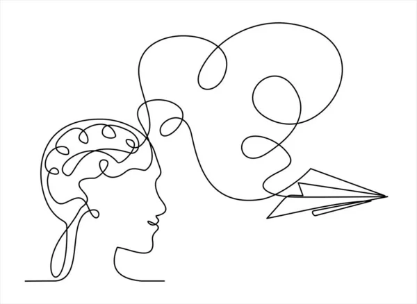 Ikona Ludzkiej Twarzy Mózgu Zarys Ilustracji Postaci Wektora Głowy Linii — Wektor stockowy