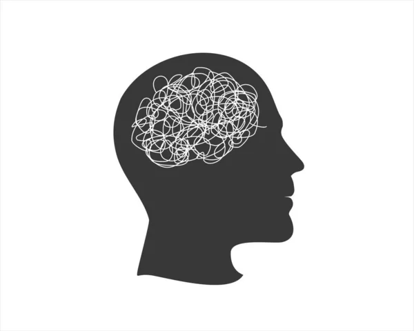 Kepala Manusia Dengan Ikon Otak Vektor Desain Ilustrasi - Stok Vektor