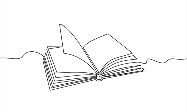 Open Book Line Art Style Vector Illustration Continuous One Line — ストックベクタ