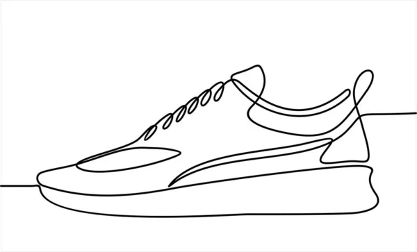 Sneaker Pictogram Witte Achtergrond Continu Een Lijn Tekening — Stockvector