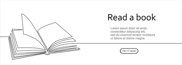 Book Education Literature Knowledge Continuous One Line Drawing — Stock vektor