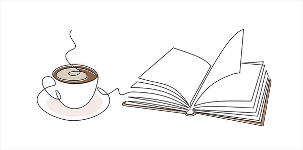 Libro Tazza Caffè Disegno Grafico Vettoriale Illustrazione — Vettoriale Stock