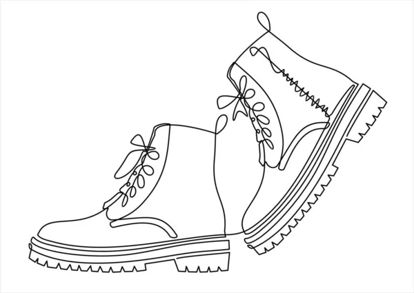 Lederen Laarzen Vector Illustratie Continu Een Lijn Tekening — Stockvector