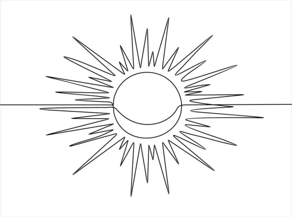 Güneş Işınları Ikonu Vektör Illüstrasyonu Sürekli Bir Doğru Çizimi — Stok Vektör