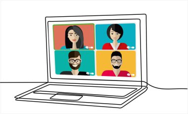 Görüntülü sohbet simgesi tasarımı, vektör illüstrasyonu 10 eps grafik. Sürekli bir çizgi çizimi