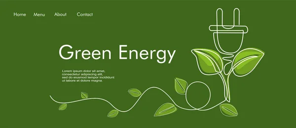 Öko Grüne Energie Vorlage Abbildung Kontinuierliche Linienzeichnung — Stockvektor