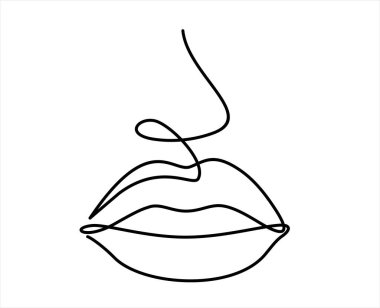 dudak vektör çizimi. Sürekli bir çizgi çizimi.