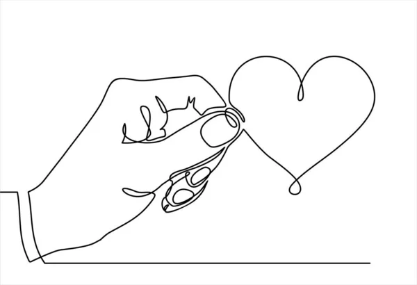 Hand Gezeichnet Herz Hand Symbol Vektor Illustration Kontinuierliche Eine Linienzeichnung — Stockvektor