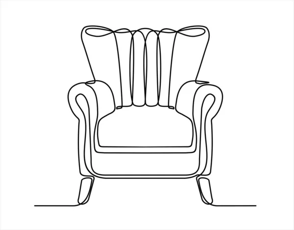 扶手椅图标 用于Web的扶手椅向量图标的概要说明 连续单行绘图 — 图库矢量图片