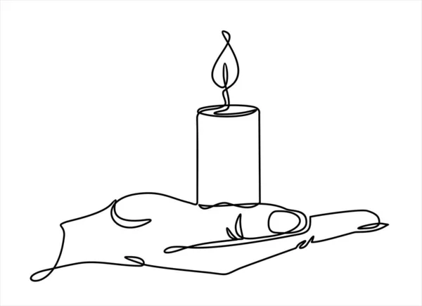 Hand Drawn Sketch Candle Hand Continuous One Line Drawing — ストックベクタ