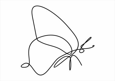 Vektör illüstrasyonu, Kelebek simgesi ögesi arkaplanı, sürekli çizgi çizimi 
