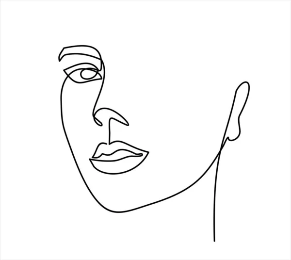 线条风格 手绘插图中的女性轮廓 连续一幅线条图 — 图库矢量图片