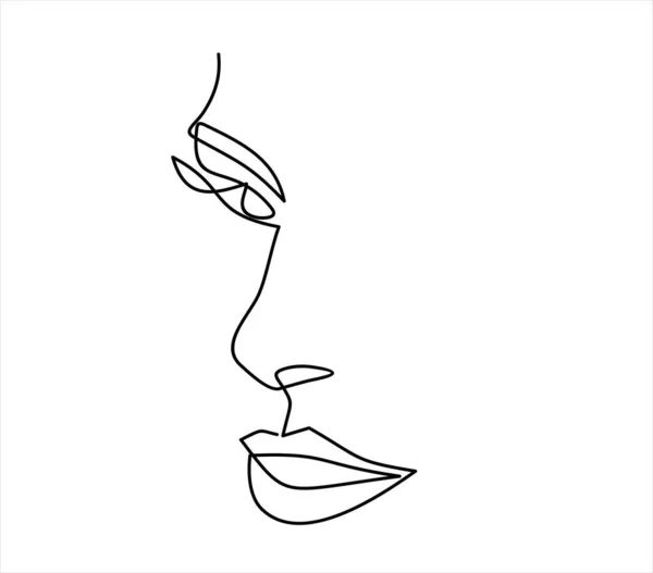 Silhouette Woman Line Style Vector Hand Drawn Illustration Continuous One — 图库矢量图片