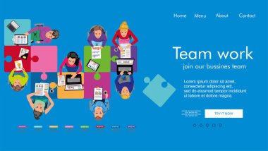  team work template flat design vector illustration