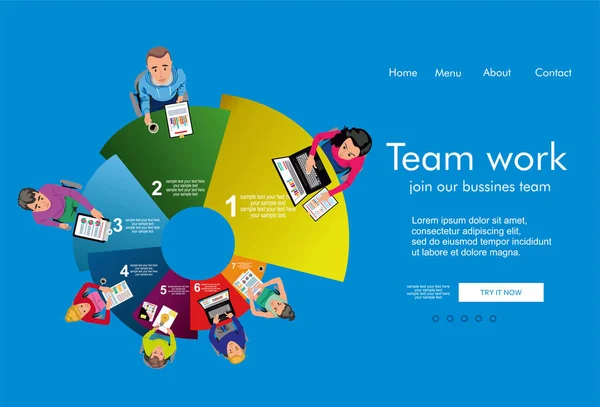 Team Work Business Vector Illustration Template — Vettoriale Stock