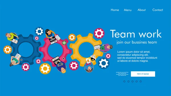 Teamwork Template Cogs Business — Image vectorielle