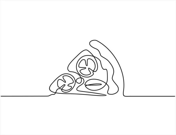 Sürekli Bir Pizza Çizimi Sürekli Bir Çizgi Çiziyor — Stok Vektör