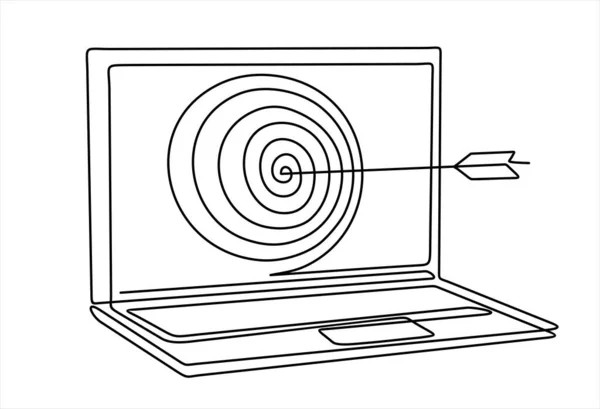 Laptop Computer Target Vector Illustration Graphic Design Continuous One Line — ストックベクタ