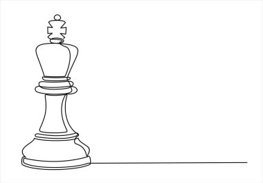 Satranç taşı illüstrasyonu. Sürekli bir doğru çizimi.