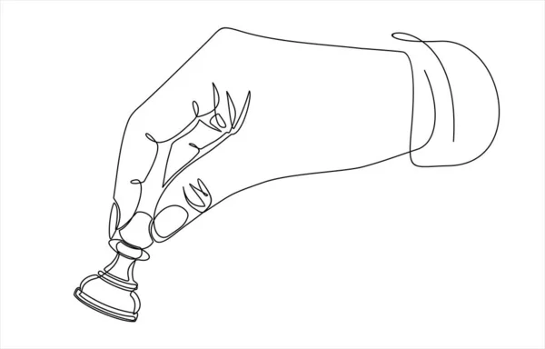Ręcznie Narysowany Szkic Człowieka Trzymającego Szachy Ciągły Rysunek Jednej Linii — Wektor stockowy