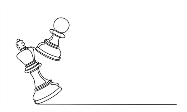 Chess Game Vector Illustration Continuous One Line Drawing — Stockvektor