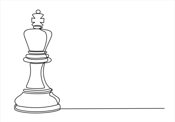 Chess Piece Vector Illustration Continuous One Line Drawing 로열티 프리 스톡 벡터