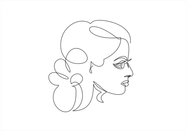 Icône Ligne Visage Femme Illustration Contour Logo Vectoriel Beauté Isolé — Image vectorielle