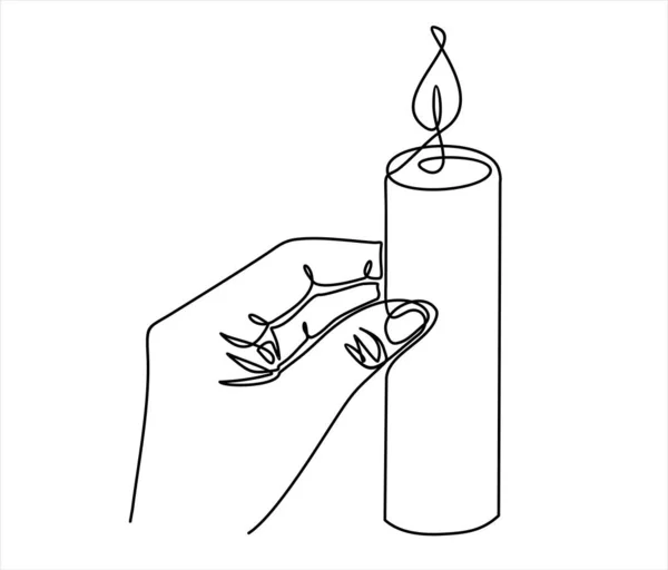 Hand Drawn Candle Hand Vector Illustration Continuous One Line Drawing — Stockový vektor