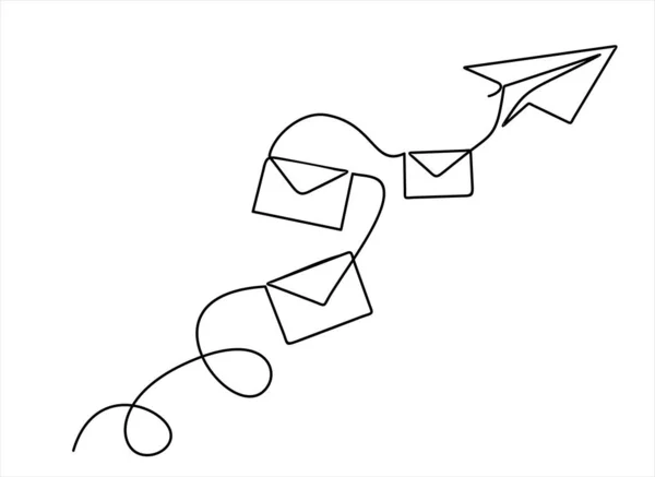Mail Vector Illustration Design Continuous One Line Drawing —  Vetores de Stock