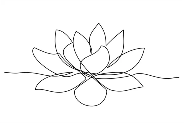 Lotus Flower Icon Outline Illustration Flower Continuous One Line Drawing — Stock Vector