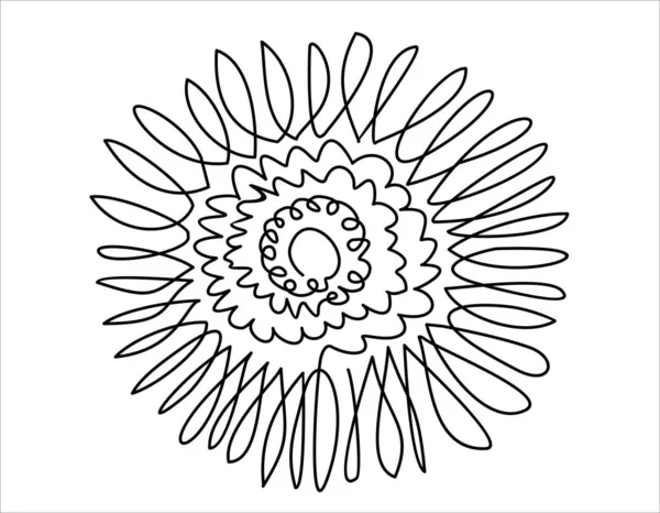 Vector Illustration Abstract Floral Ornament Continuous One Line Drawing — ストックベクタ