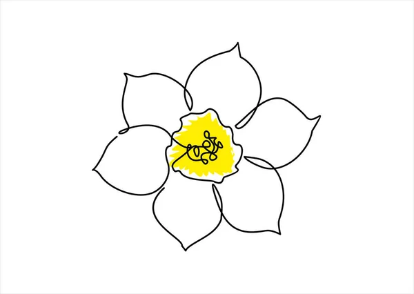 Flower Icon Vector Illustration Continuous One Line Drawing — Stockvektor