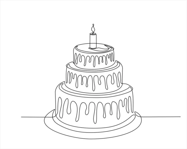 Birthday Cake Icon Outline Illustration Vector Icons Web Design Continuous — Stock Vector