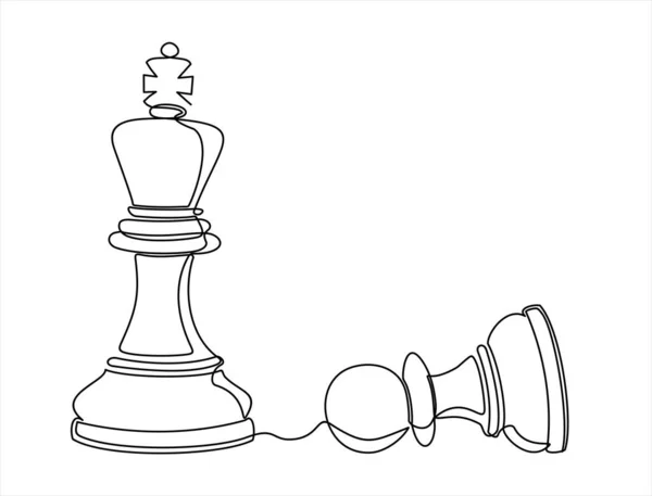Chess Game Concept Vector Illustration Continuous One Line Drawing — Stock vektor