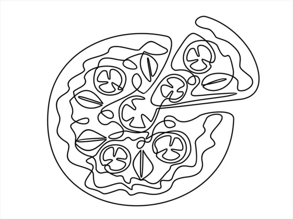 Pizza Icon Outline Illustration Vector Icons Web Continuous One Line — Stok Vektör