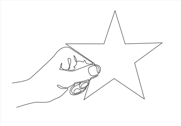 Hand Drawn Star Hand Continuous One Line Drawing — Stock Vector