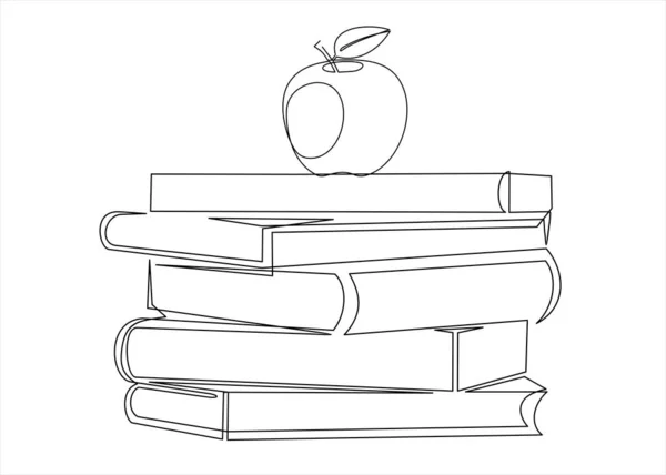 Vector Illustration Apple Books Icon Continuous One Line Drawing — Vettoriale Stock