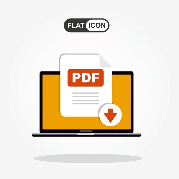 在笔记本电脑屏幕上下载 Pdf 正在下载文档概念 Pdf 标签和向下箭头符号的文件 向量股票例证 — 图库矢量图片
