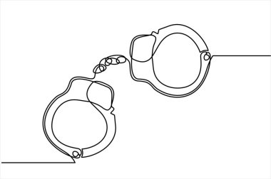 Beyaz arka planda izole edilmiş kelepçe çizimleri.