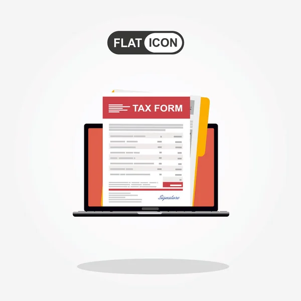 Laptop Online Tax Form Online Digital Invoice Laptop Notebook Bills — Archivo Imágenes Vectoriales
