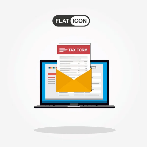 Laptop Online Tax Form Online Digital Invoice Laptop Notebook Bills — Stock Vector