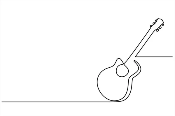 Guitarra Acústica Clássica Uma Linha Arte Ilustração Linha Impressão Minimalista — Vetor de Stock