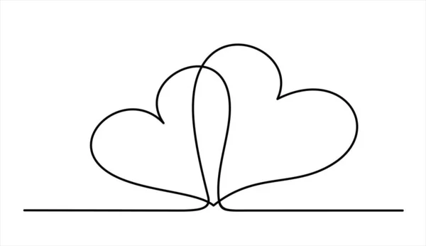 Dvě Srdce Jedné Černé Čáry Obrázek Pro Dekoraci Slavnostních Ilustrací — Stockový vektor