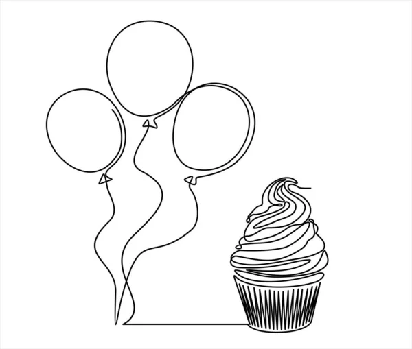 Születésnapi Torta Léggömbökkel Vektor Illusztráció Grafika Tervezés — Stock Vector