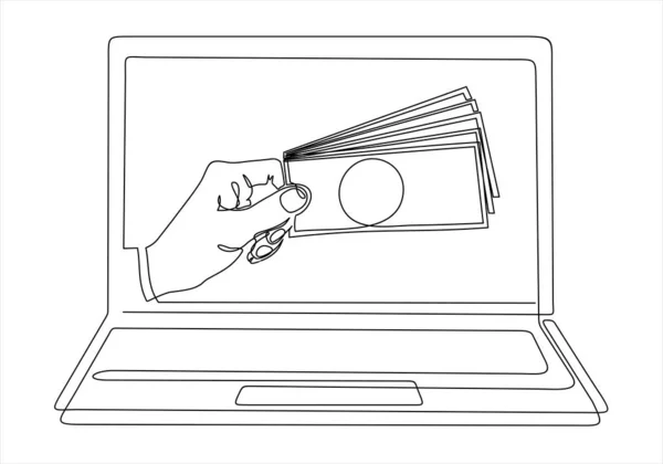 Hands Dollar Laptop Vector Illustration Ilustracja Stockowa